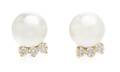 A Pair of 18 Karat Yellow Gold Cultured Pearl and Diamond Earclips Gumps