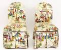 Pair of Chinoiserie Upholstered Slipper Chairs