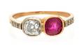 An Edwardian Rose Gold Diamond and Ruby Ring