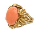 An 18 Karat Yellow Gold and Coral Ring