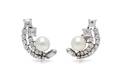 A Pair of Vintage Platinum Cultured Pearl and Diamond Earclips