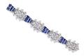 A Fine Platinum Sapphire and Diamond Link Bracelet Seaman Schepps Circa 1940