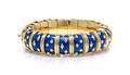 A Vintage 18 Karat Yellow Gold and Blue Enamel Paillonne Bracelet Schlumberger for Tiffany  Co France