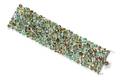 An 18 Karat White Gold Demantoid Garnet and Diamond Bracelet