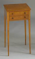 New England Hepplewhite inlaid cherry work table ca 1800