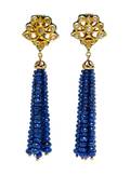 A Pair of Yellow Gold Enamel and Sapphire Fringe Earrings