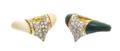 A Pair of Gold Diamond Malachite and Bone Stacking Rings
