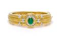 An 18 Karat Yellow Gold Platinum Emerald and Diamond Bracelet Chaavae
