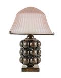 An Art Deco Patinated Metal and Daum Glass Table Lamp