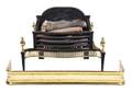 A Regency Style Brass and Iron Fire Basket and Fender