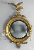 English or American giltwood convex mirror ca 1800