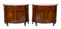 A Pair of George III Crossbanded Mahogany Demilune Console Cabinets
