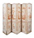 A Continental Painted Canvas SixPanel Floor Screen