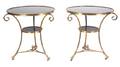 A Pair of Neoclassical Style Gilt Metal and Black Marble Top Tables