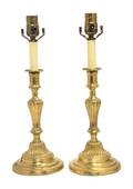 A Pair of French Empire Style Gilt Bronze Candlesticks