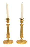 A Pair of Empire Style Gilt Bronze Candlesticks