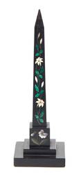 A Small Pietra Dura Black Marble Obelisk