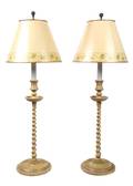 A Pair of Painted Candlestick Lamps