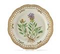 A Royal Copenhagen Porcelain Flora Danica Reticulated Plate