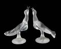 A Pair of Lalique Molded and Frosted Glass Figures of Birds