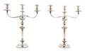 A Pair of Silverplate ThreeLight Candelabra