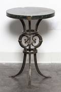 A Neoclassical Marble and Steel Side Table
