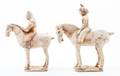 Two Polychrome Glazed Pottery Equestrian Figures