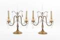 A Pair of Victorian Style Brass TwoLight Girandoles