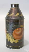 Black toleware tea caddy 19th c