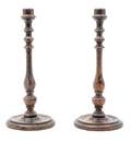 A Pair of Turned Wood Candlesticks