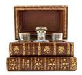 A LeatherBound Book Form Decanter Set