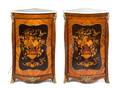 A Pair of Gilt Bronze Mounted Dutch Marquetry Corner Cabinets
