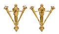 A Pair of Continental Gilt Bronze TwoLight Sconces