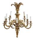 A Continental Gilt Bronze EightLight Chandelier