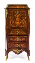 A Louis XV Style Gilt Bronze Mounted Marquetry Secretaire a Abattant