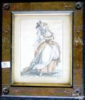 Three Victorian silk and watercolor portraits