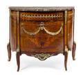 A Louis XVXVI Transitional Style Gilt Bronze Mounted Parquetry and Marquetry Commode