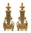 A Pair of Louis XVI Style Gilt Bronze Chenets
