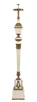 A Continental Gilt Bronze Mounted White Marble Floor Lamp