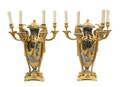 A Pair of Napoleon III Gilt Bronze and Marble FourLight Candelabra