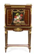 A Louis XVI Style Gilt Bronze Mounted Mahogany Secretaire a Abattant