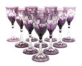 A Set of Fourteen Amethyst Cut to Clear Glass Wine Stems