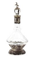 A Continental Silver Mounted Cut Glass Decanter