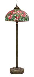 An American Leaded Glass and Bronze Floor Lamp