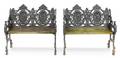 A Pair of Victorian Painted Iron DoubleBack Garden Benches