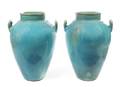 A Pair of Turquoise Glazed Ceramic Urns