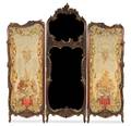 A Louis XV Style Parcel Gilt Walnut ThreePanel Floor Screen