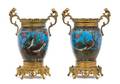 A Pair of French Gilt Bronze Mounted Cloisonne Vases