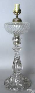 Baccarat colorless glass electric table lamp ca 1900