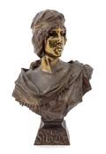 A French Patinated and Polished Bronze Bust Emmanuel Villanis